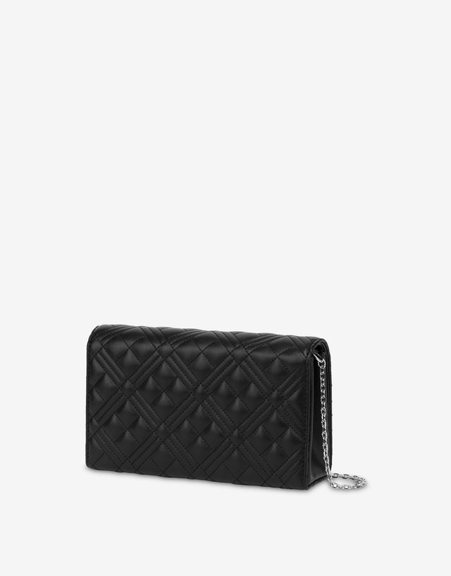 Shiny Quilted clutch Black Love Moschino 1