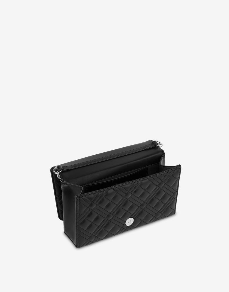 Shiny Quilted clutch Black Love Moschino 2