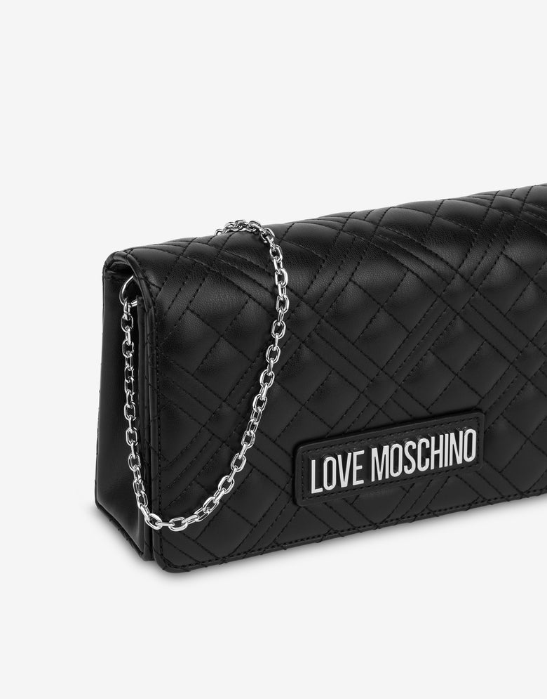 Shiny Quilted clutch Black Love Moschino 3