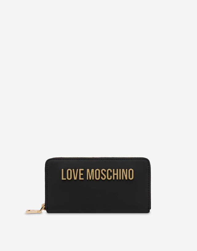 Cartera con cremallera alrededor Lettering Logo Negro Love Moschino 0
