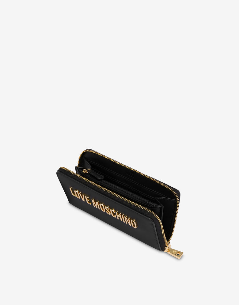 Zip-Around Wallet Lettering Logo Black Love Moschino 2
