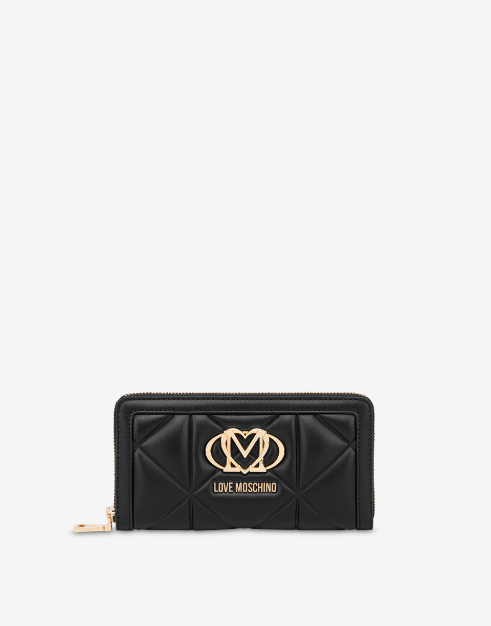 Cartera acolchada con cremallera Embossed Negro Love Moschino 0