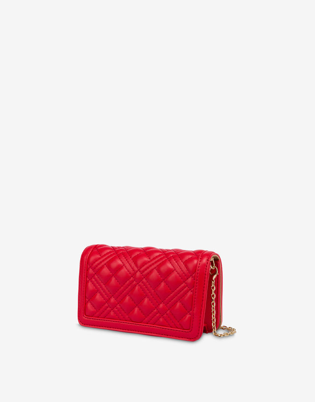 Chain wallet acolchada Lettering Logo Rojo Love Moschino 1