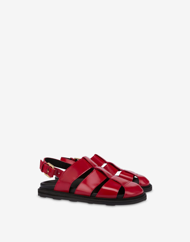 Sandalias de piel de becerro cepillada Rojo Moschino 0