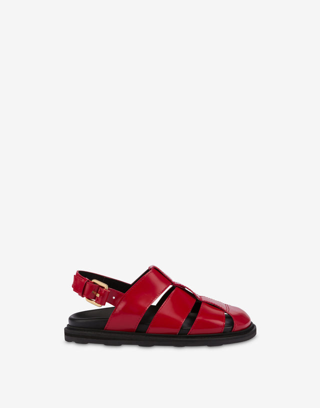 Sandalias de piel de becerro cepillada Rojo Moschino 1