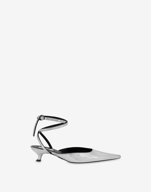 Bombas efecto espejo Plata Moschino 1