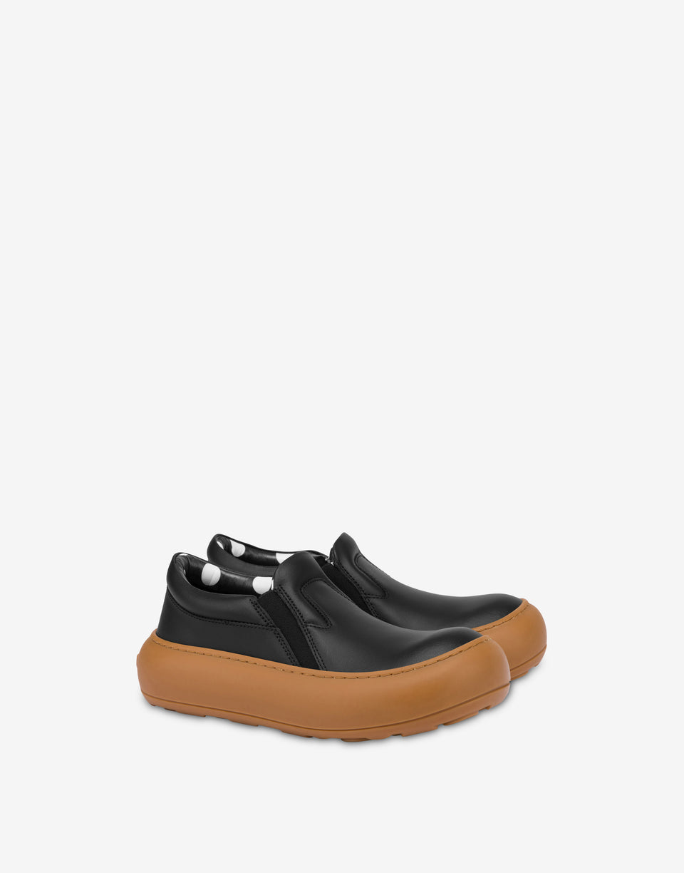 Zapatillas de piel de becerro Negro Moschino 0