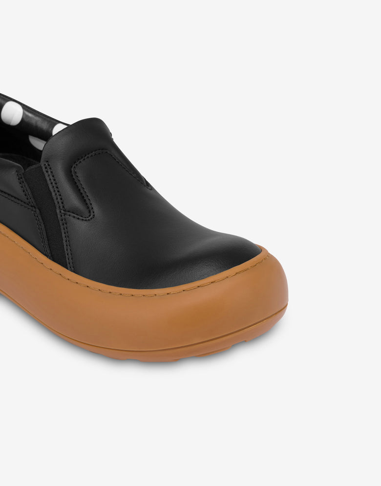Baskets à enfiler en cuir de veau  Noir Moschino 3