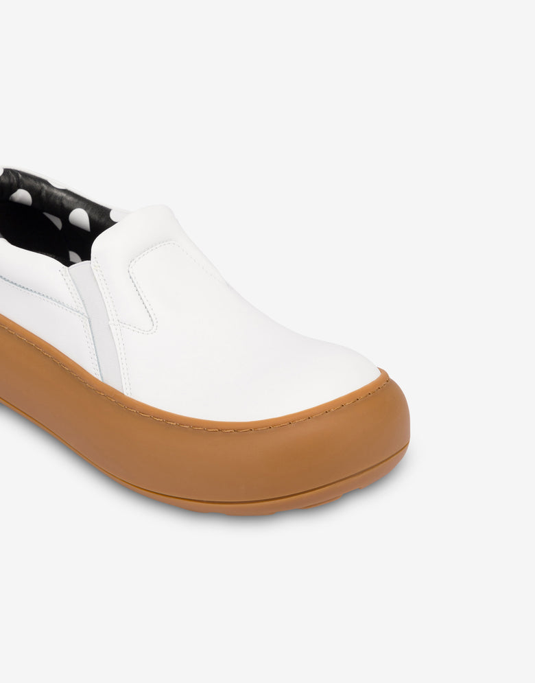 Calfskin slip-on trainers White Moschino 3