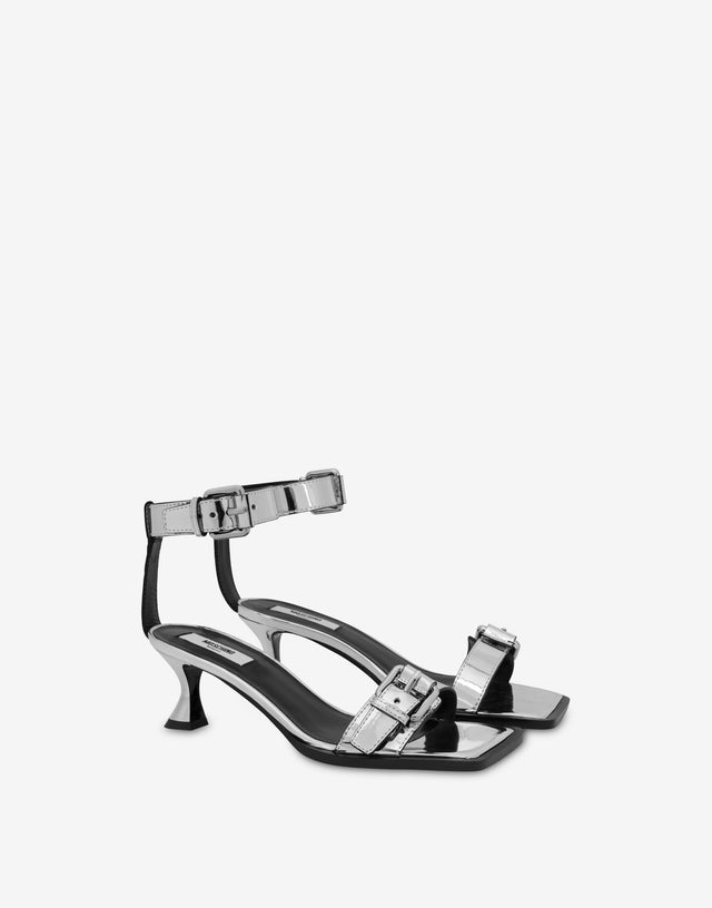 Sandalias efecto espejo Plata Moschino 0