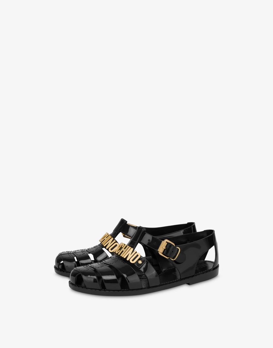Jelly sandals with Lettering logo Black Moschino 0