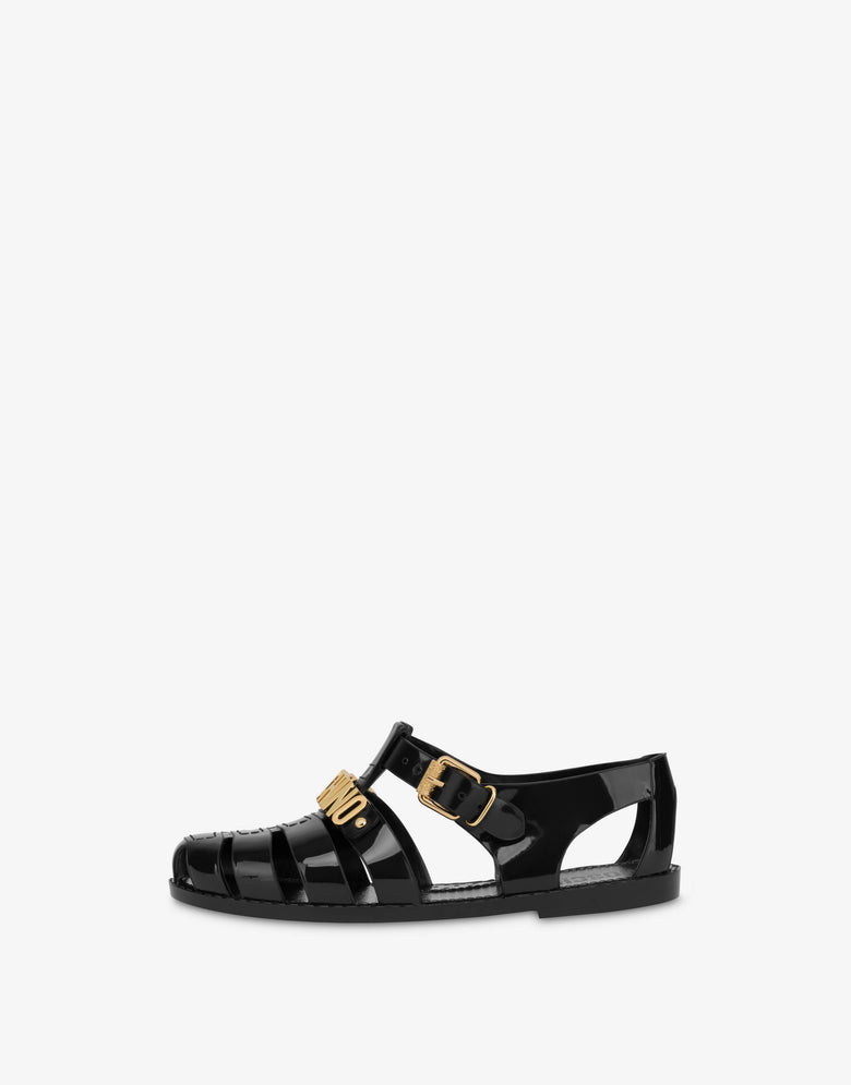 Jelly sandals with Lettering logo Black Moschino 1