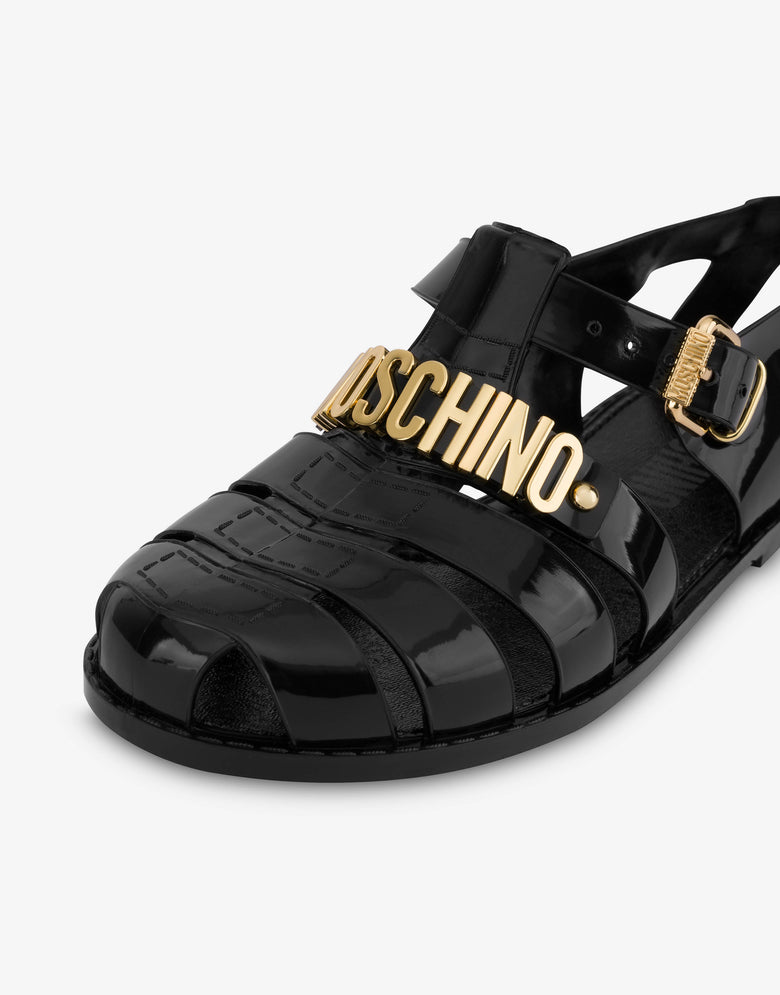 Jelly sandals with Lettering logo Black Moschino 3