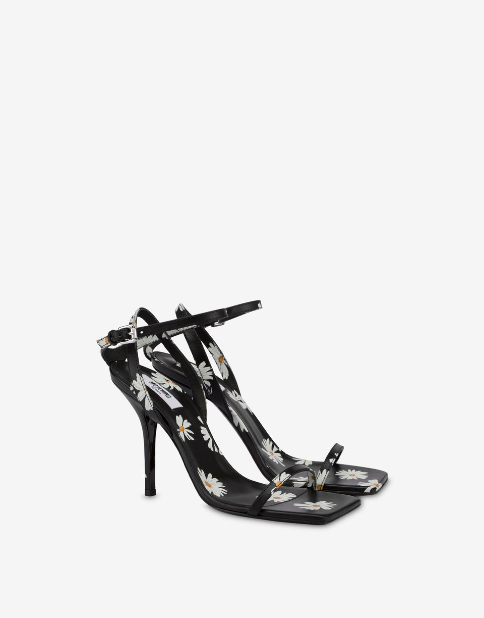 Hohe Sandalen mit Margaritenmuster Schwarz Moschino 0