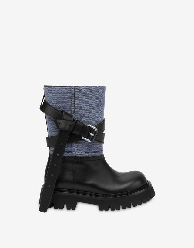 Bottes en denim et mollet Blue denim Moschino 1