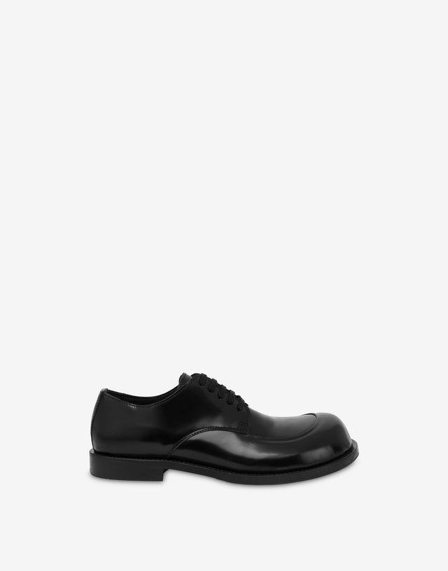 Derby en veau brossé Noir Moschino 1