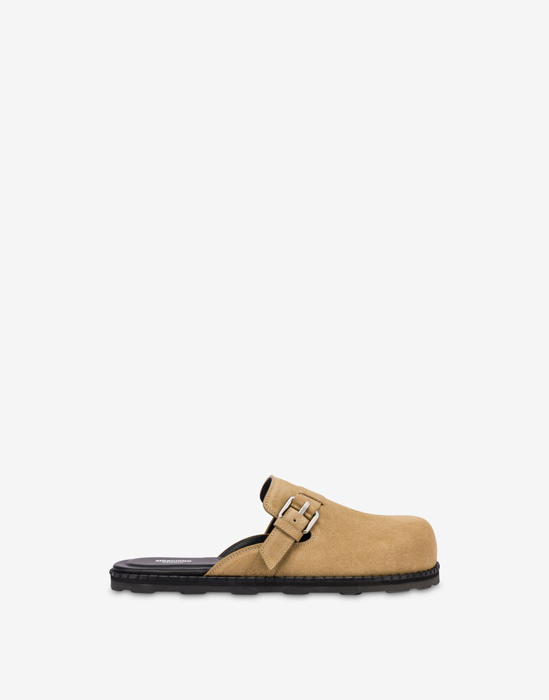 Wildleder-Sabot mit Riemen Beige Moschino 1