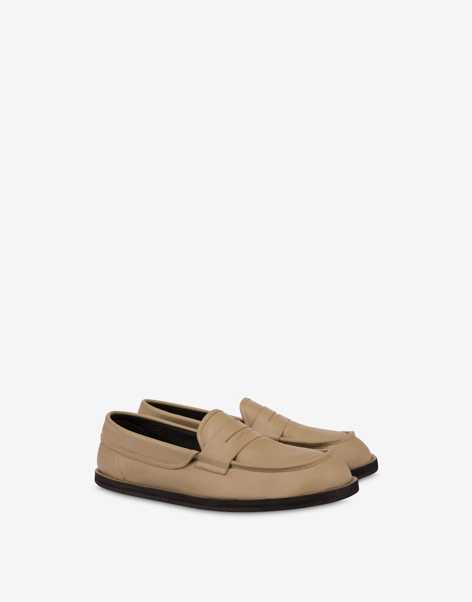 Mocassini in vitello Desert College Beige Moschino 0