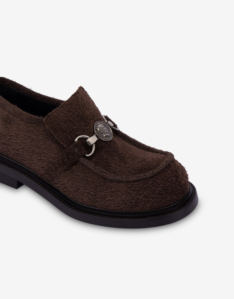 Mocassins universitários em camurça Marrón oscuro Moschino 3