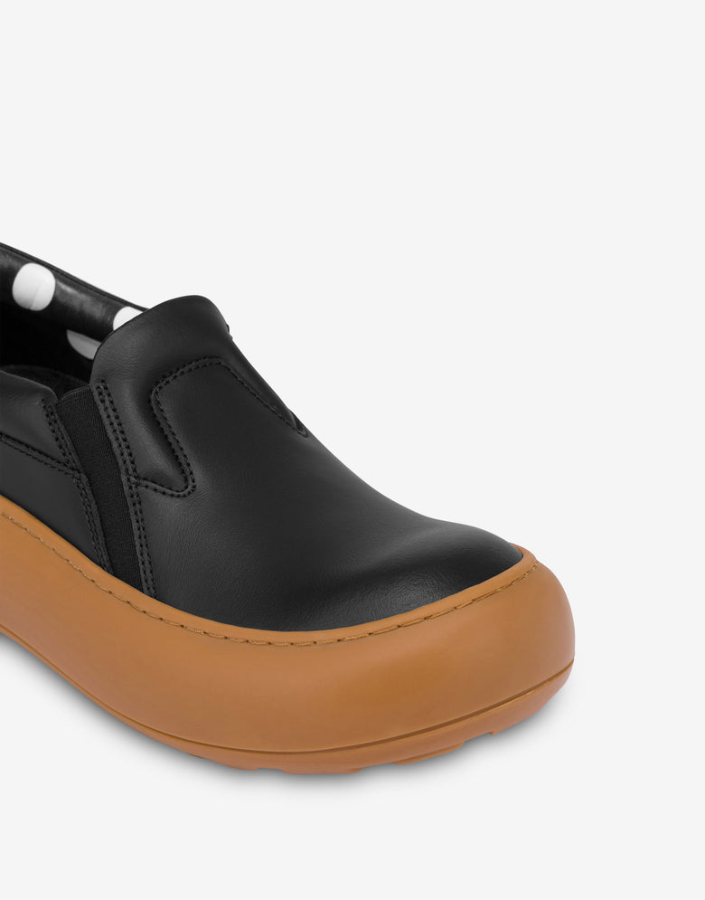 Calfskin slip-on trainers Black Moschino 3