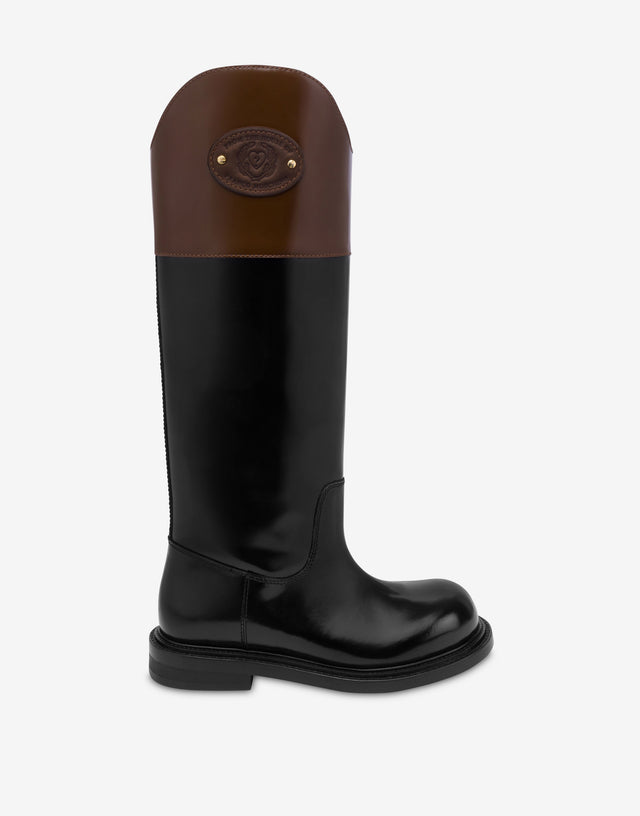 Botas de piel de becerro Negro Moschino 1