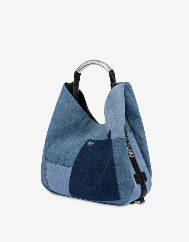 Mala a tiracolo média Moschino Handle Me Blue Denim Moschino 1