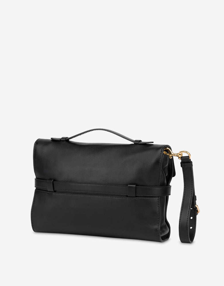 Moschino Tie Me clutch de napa Negro Moschino 1
