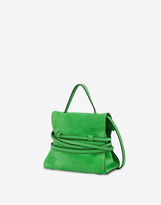 Sac Moschino Tie Me en daim Small Vert Moschino 1