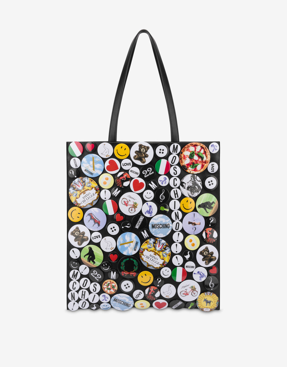 Shopper in nappa Moschino Pins Nero Moschino 0