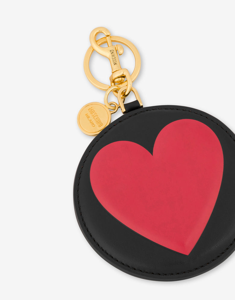 Llavero de piel de becerro Big Heart Negro Moschino 2