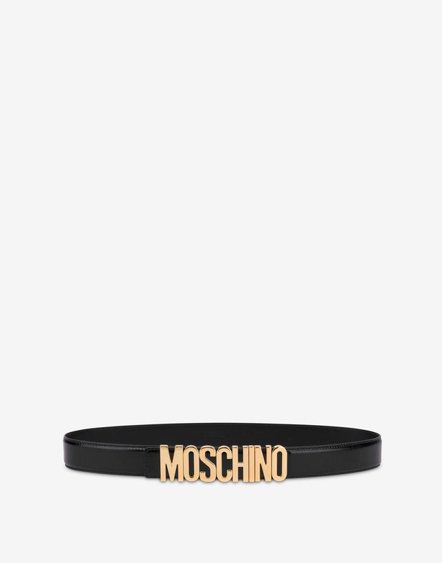 Ceinture en cuir de veau avec logo Noir Moschino 0