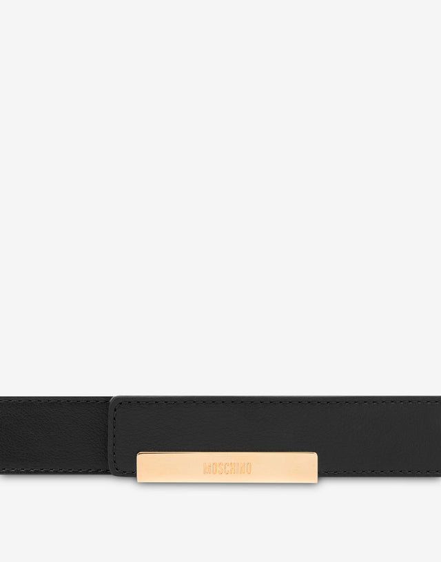 Ceinture en cuir de veau Metal Plaque Noir Moschino 1