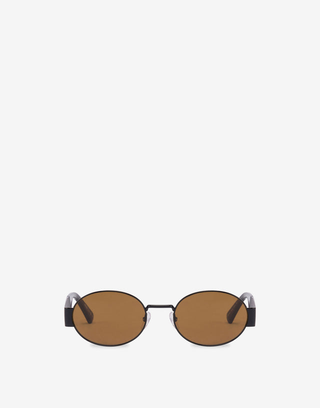 Occhiali da sole ovali con logo Marrone Moschino 0