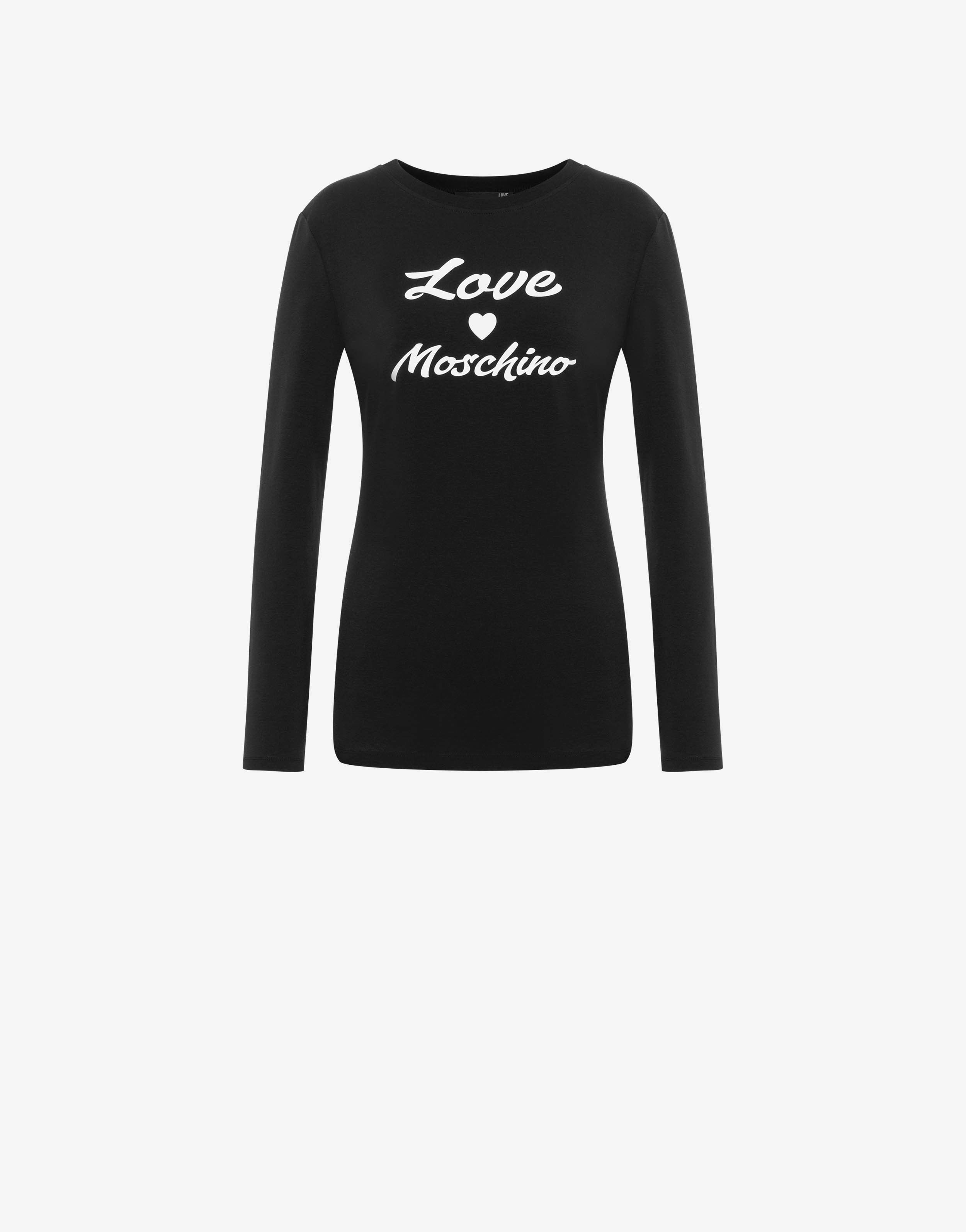 Visita lo Store di Love MoschinoLove Moschino Maglietta A Maniche Corte con Maxi Logo Golden Application T-Shirt Donna 