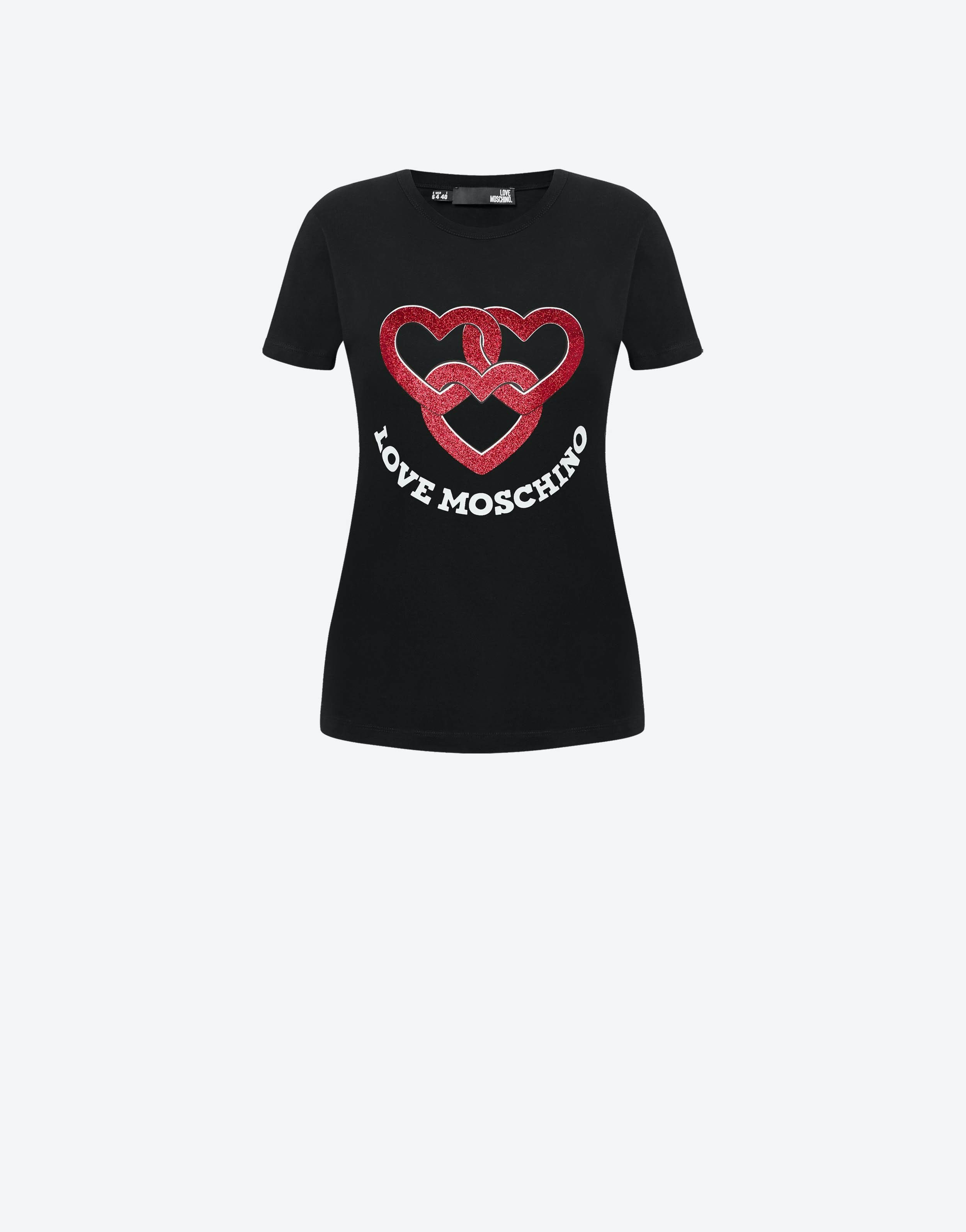 Shirt with Heart Patches Femme Love MoschinoLove Moschino T Marque  