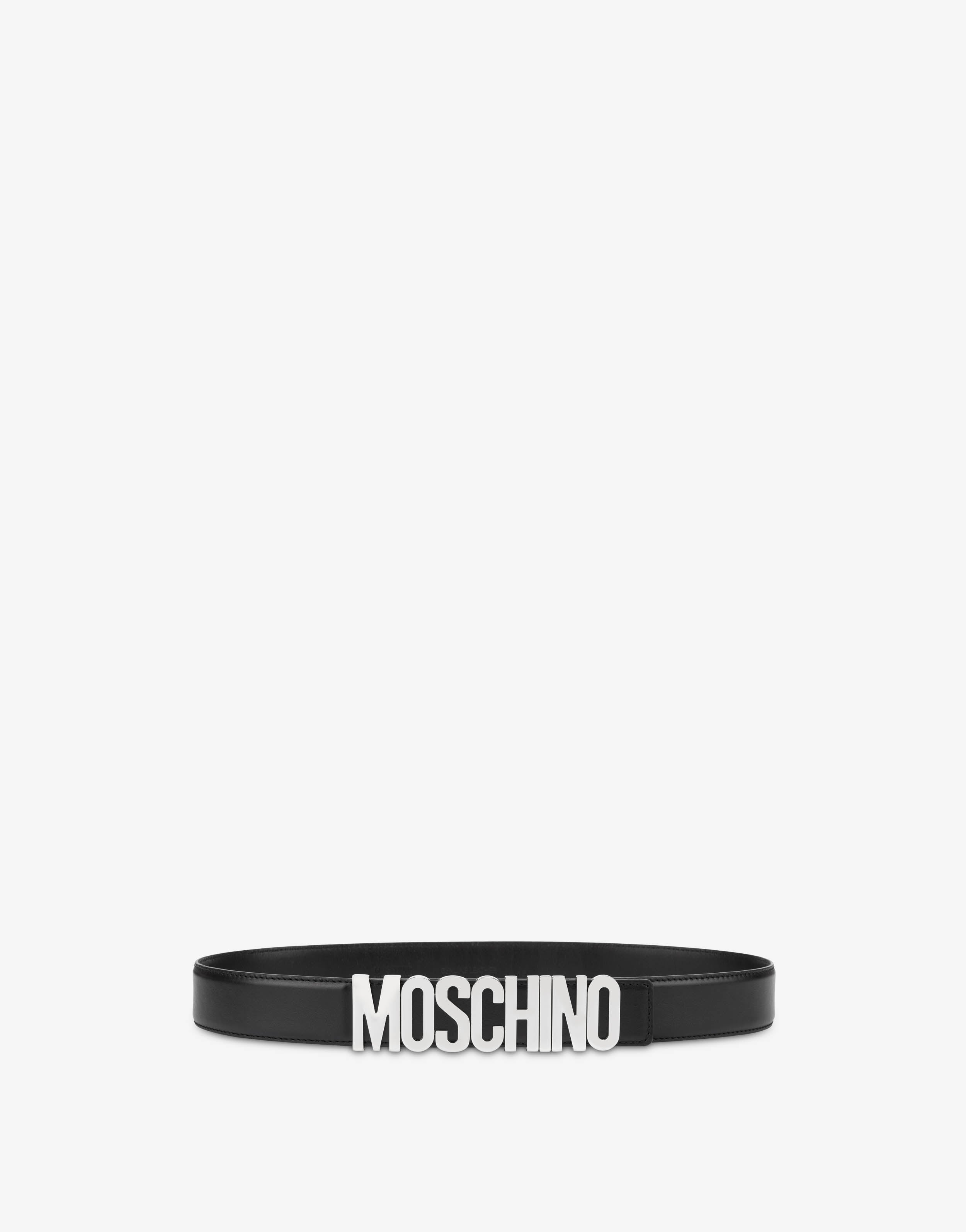 Belt in leather with logo