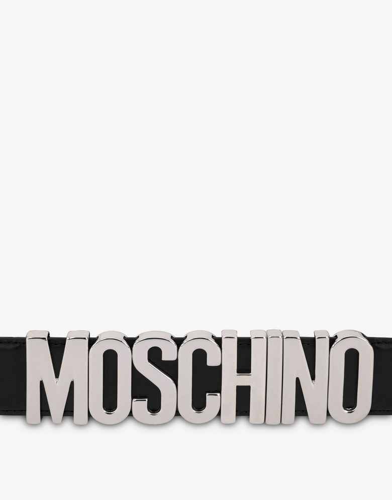 Belt in leather with logo Black Moschino 1