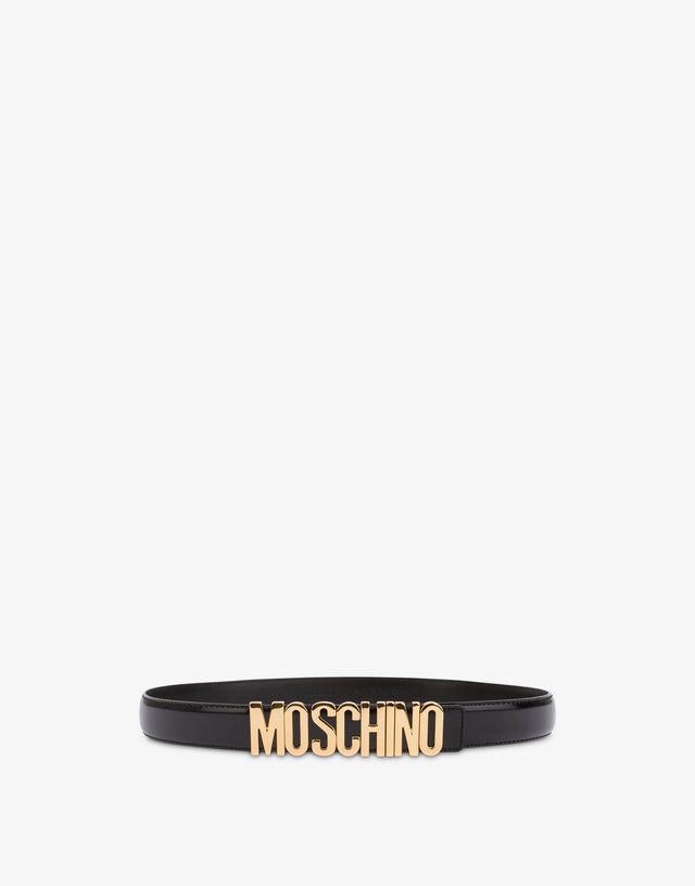 Cintura in pelle con logo Nero Moschino 0
