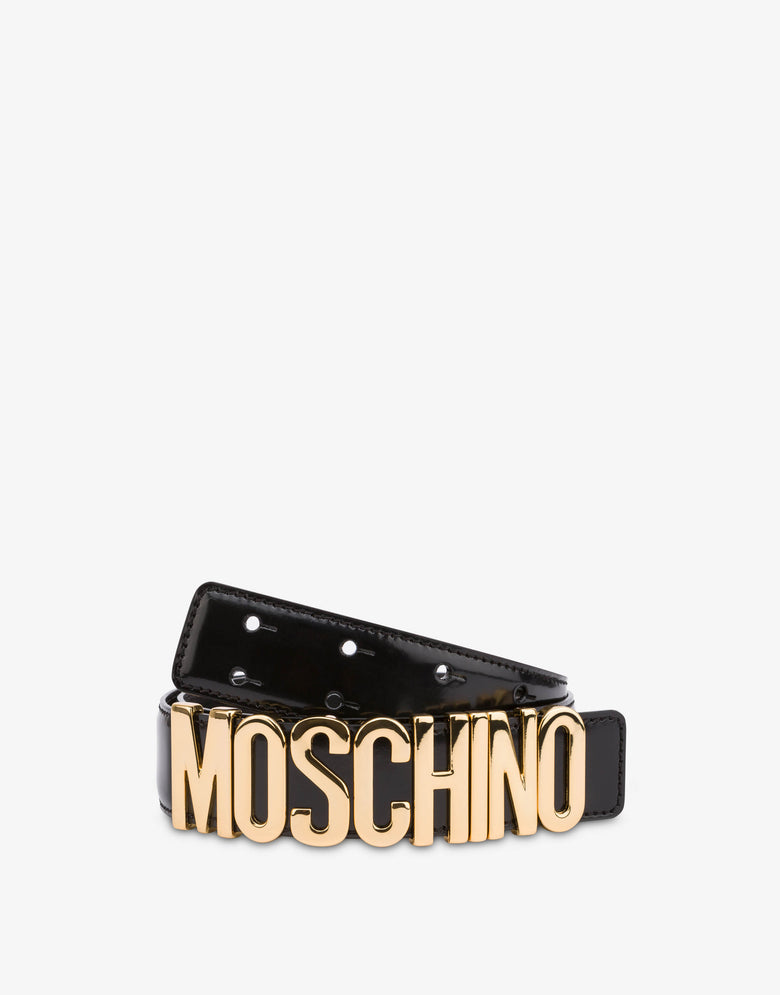 Leather belt with logo Black Moschino 1