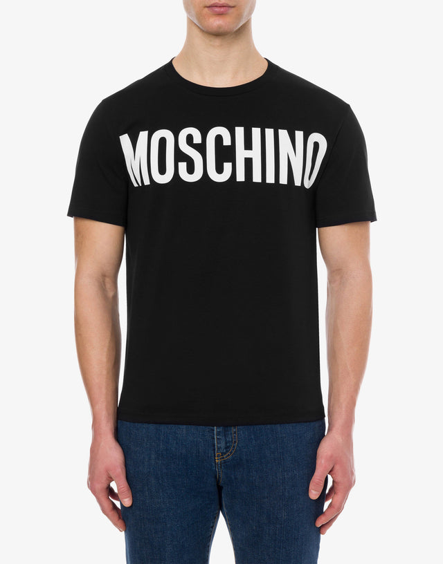 T-shirt in jersey stretch con logo Nero Moschino 1