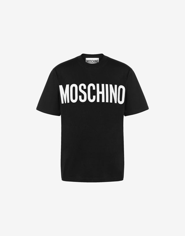 T-shirt in jersey stretch con logo Nero Moschino 0