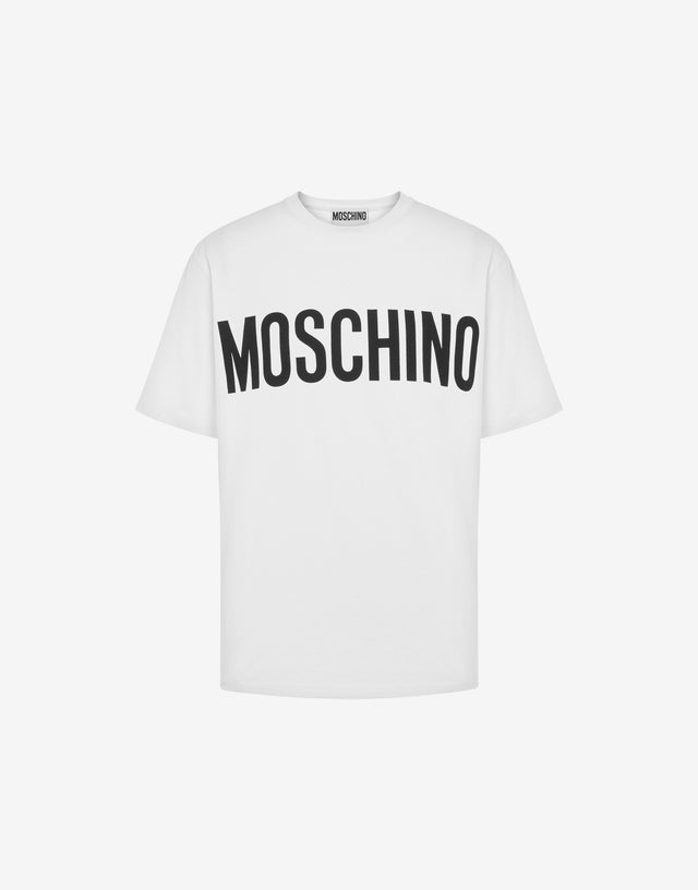 T-shirt in jersey stretch con logo Bianco Moschino 0