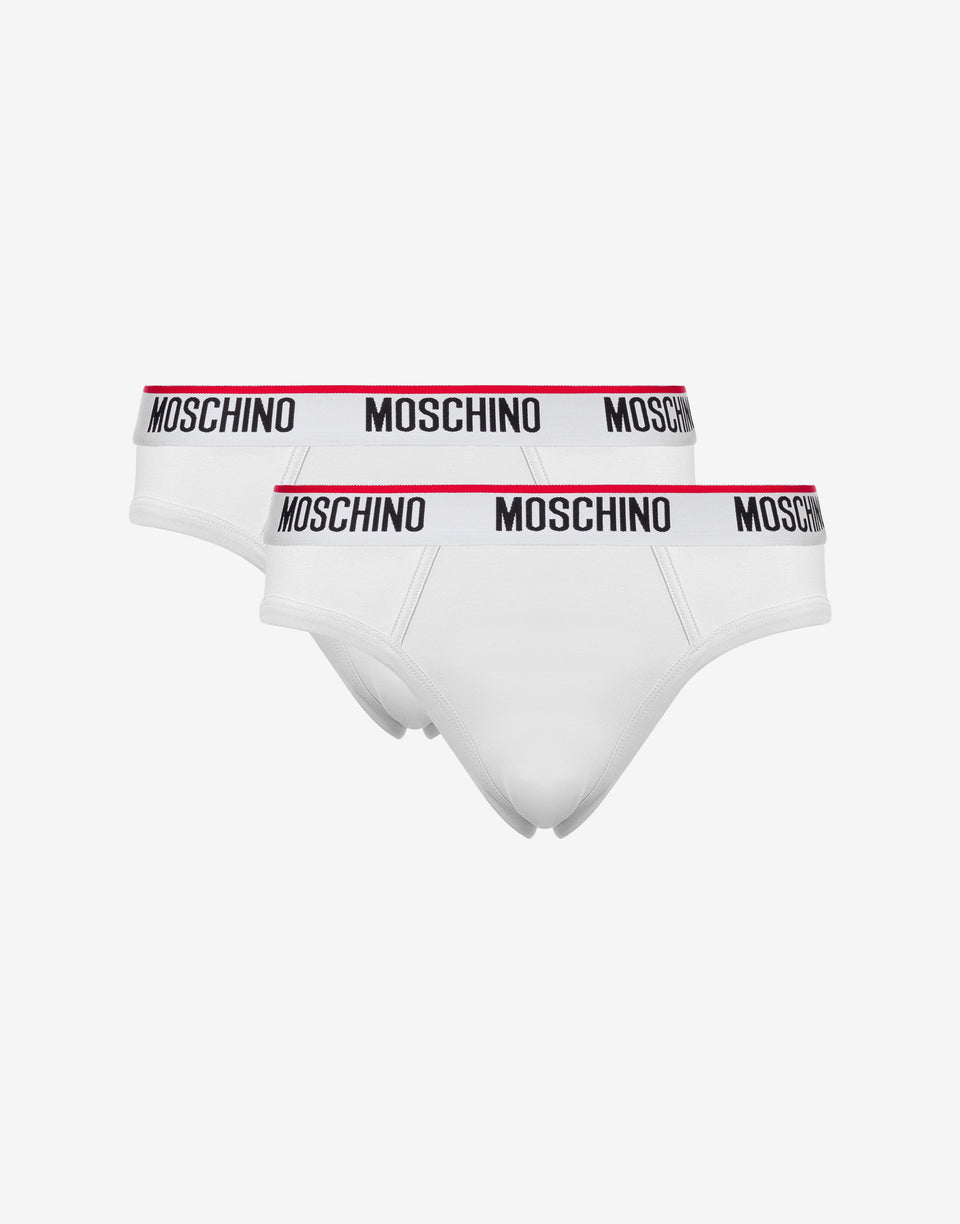 Set di 2 slip stretch Logo Band Bianco Moschino 0
