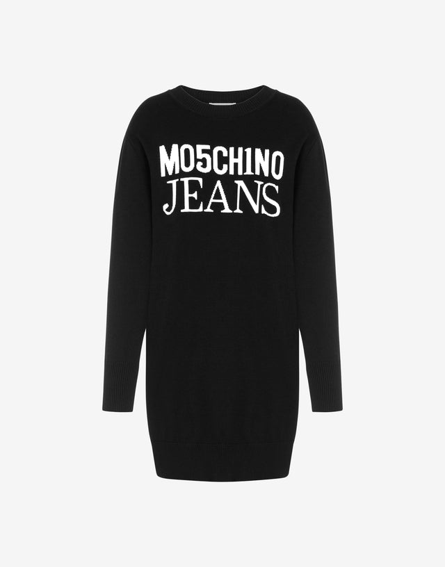 Jacquard Logo knitted dress Black Moschino Jeans 0