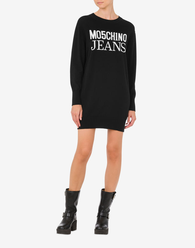 Jacquard Logo knitted dress Black Moschino Jeans 1