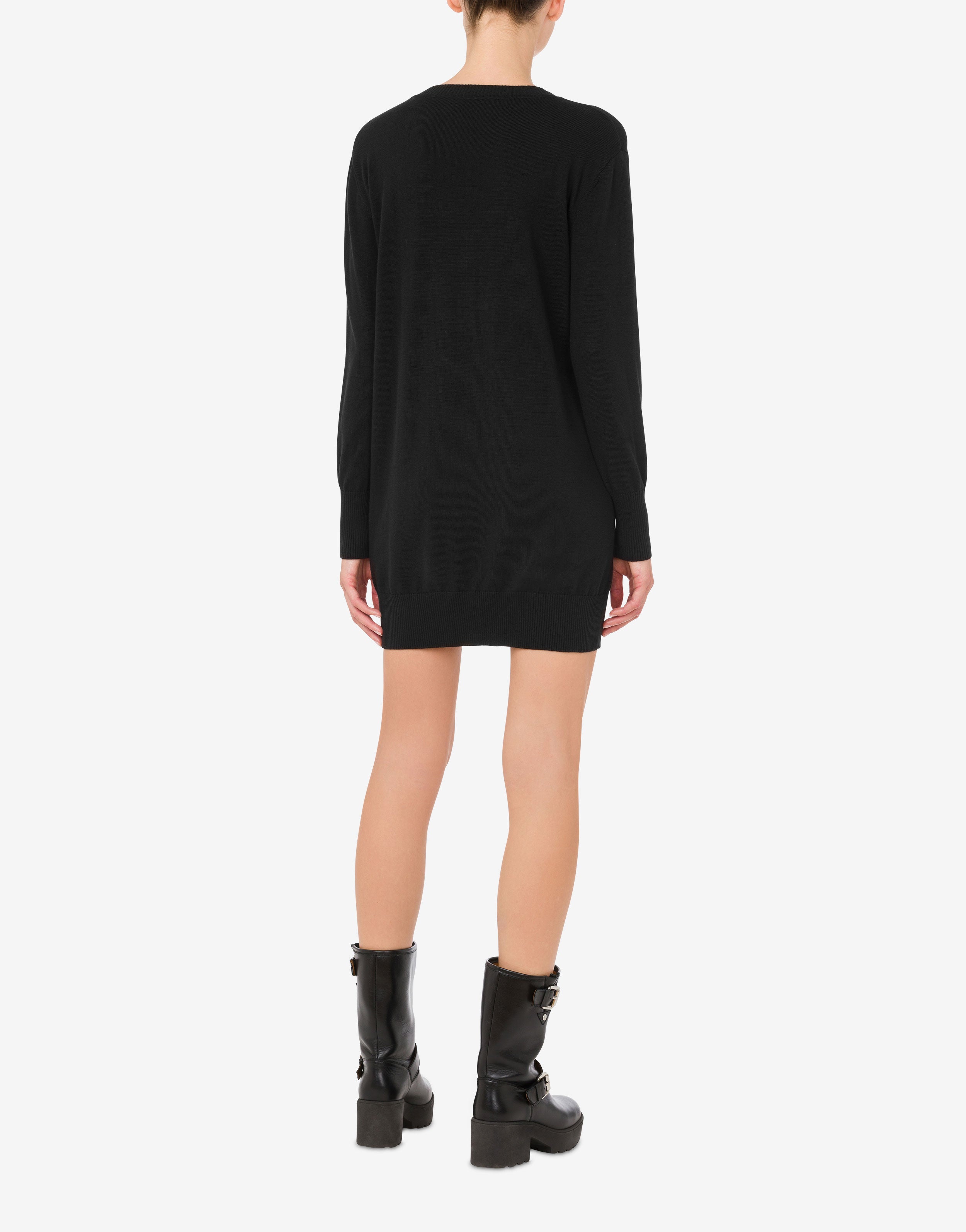【関税&送料込】Moschino Jeans Knit Dress MOSCHINO JEANS scoop-neck open-knit Dress | Black | FARFETCH