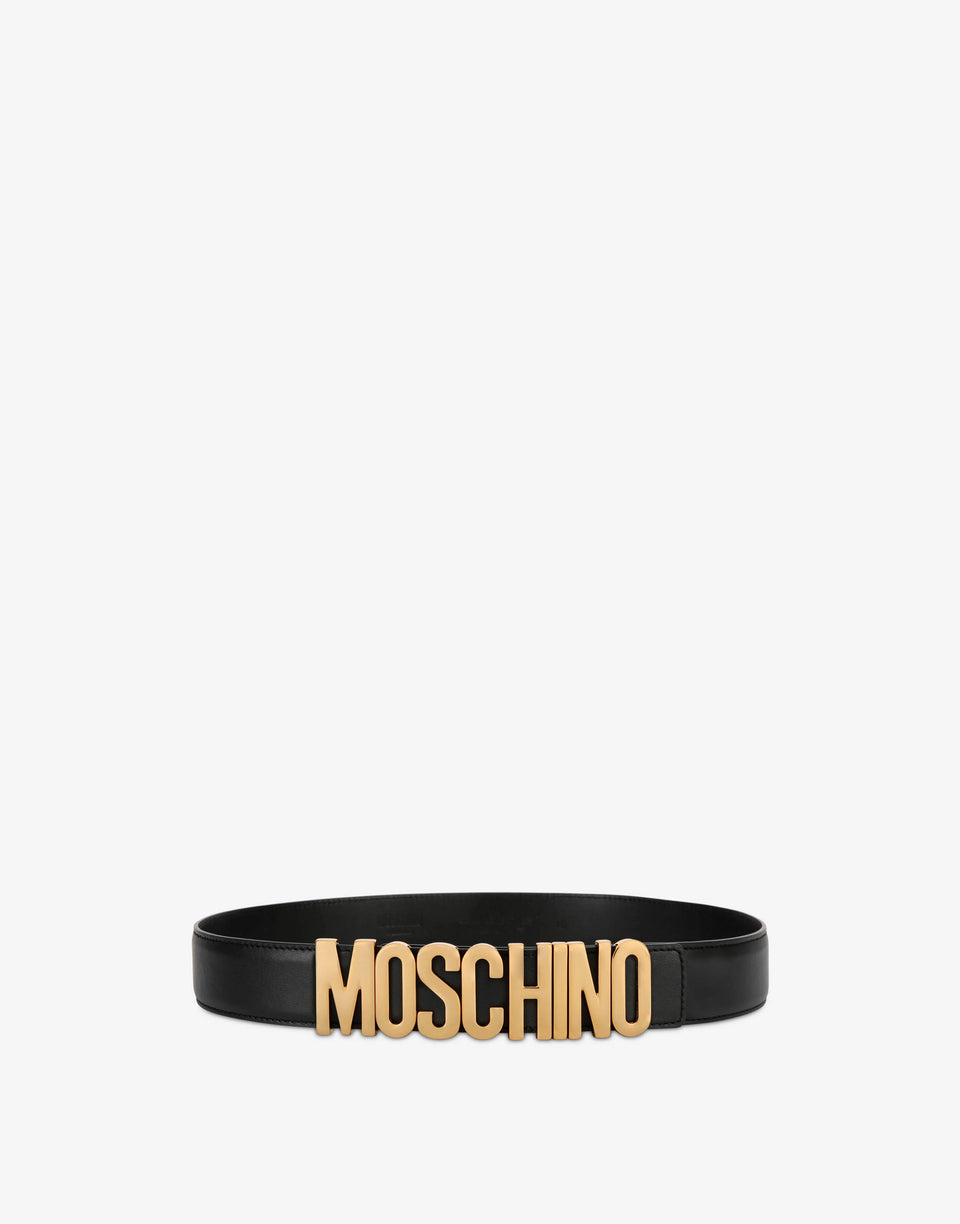 Belt in leather with logo Black Moschino 0
