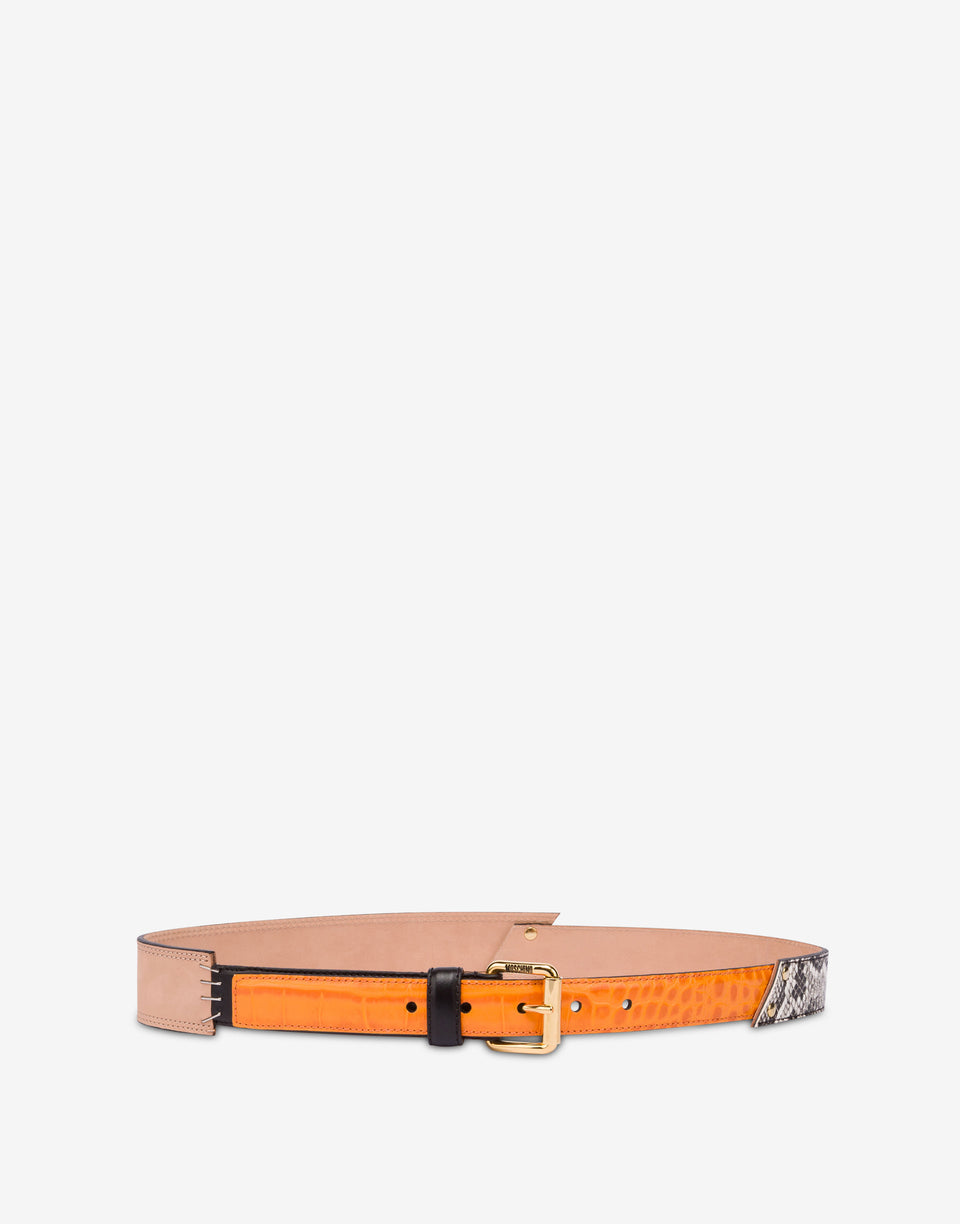Calf patchwork belt Multicoloured Moschino 0