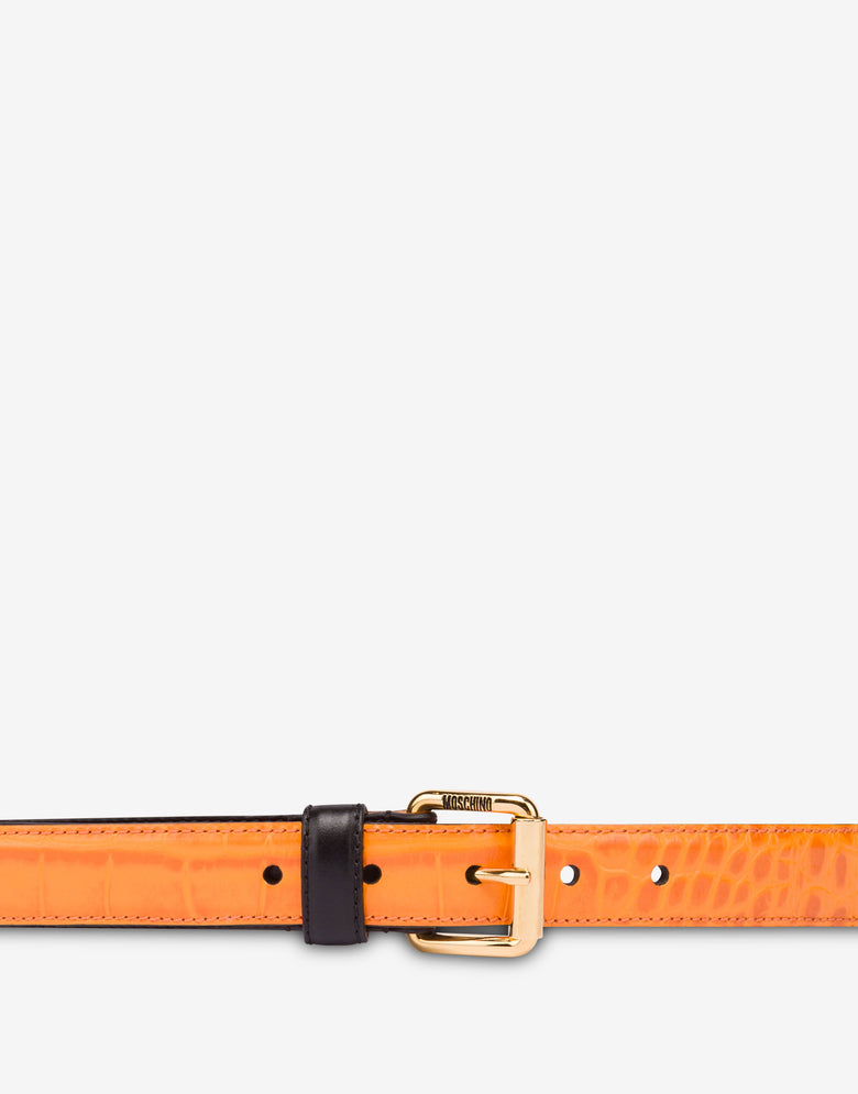 Cinturón de piel de becerro «patchwork» Multicolor Moschino 1