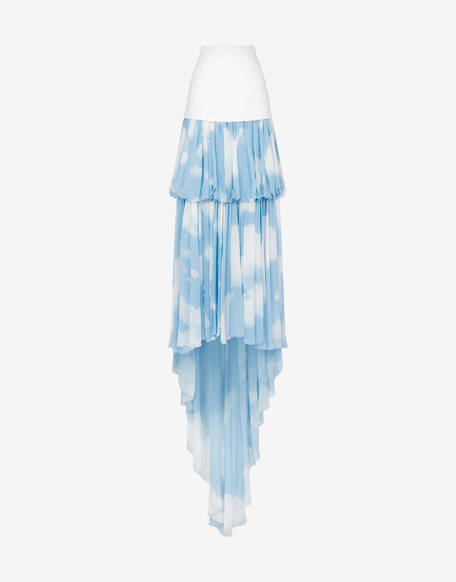 Long skirt with ""In the Cloud"" print Azure Moschino 0